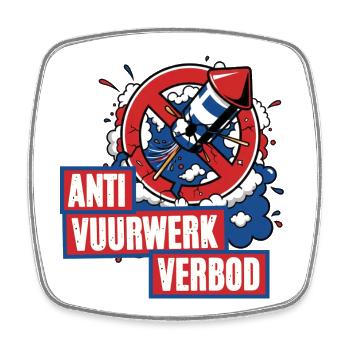 Anti Vuurwerk Verbod - Viereckiger Kühlschrankmagnet - Weiß - Vorne