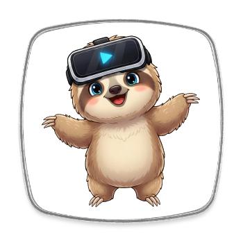 Joueur de réalité virtuelle paresseux paresseux - Magnet carré - blanc - Devant