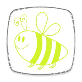 Glowing Honey Bee – Neon Green Cartoon - Square fridge magnet - white - Front