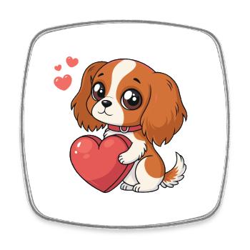 Cavalier King Charles Sweet Heart Cartoon-Welpe - Viereckiger Kühlschrankmagnet - Weiß - Vorne