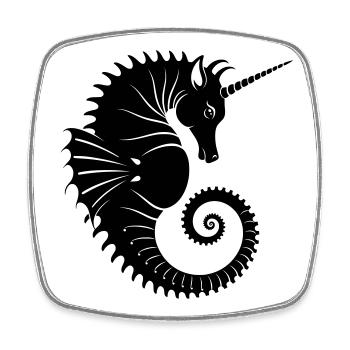 Unicorn Seahorse – Mystical Sea Creature - Square fridge magnet - white - Front