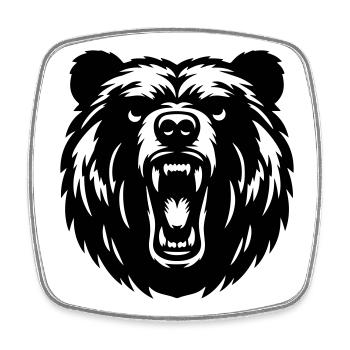 Russian Grizzly Bear – Strong Motive! - Square fridge magnet - white - Front