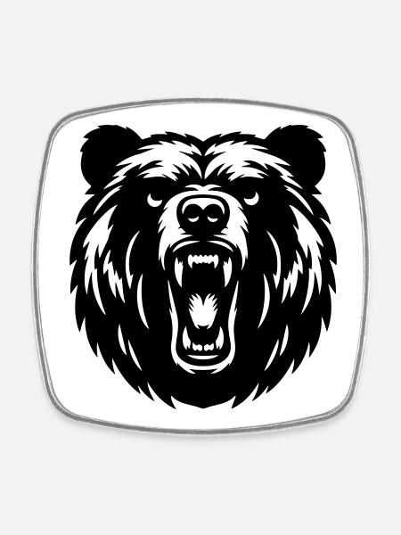 Russian Grizzly Bear – Strong Motive! - Square fridge magnet - white