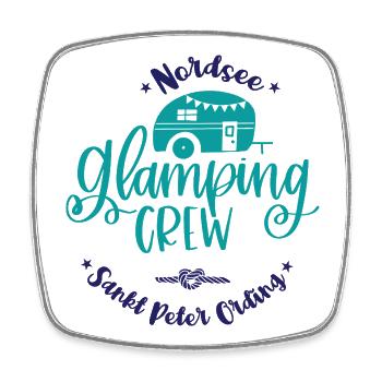 Sankt Peter Ording Camping Glamping Crew Nordsee - Viereckiger Kühlschrankmagnet - Weiß - Vorne