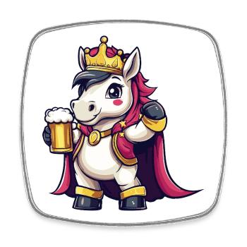 Unicorn Beer King - Square fridge magnet - white - Front