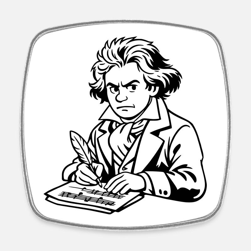 Beethoven - Magnet carré - blanc