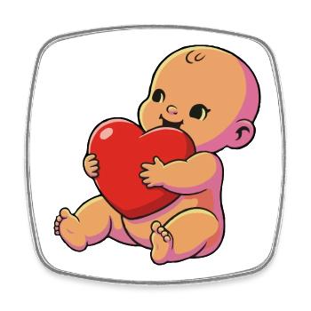Kleine Baby-Herzumarmung - Viereckiger Kühlschrankmagnet - Weiß - Vorne