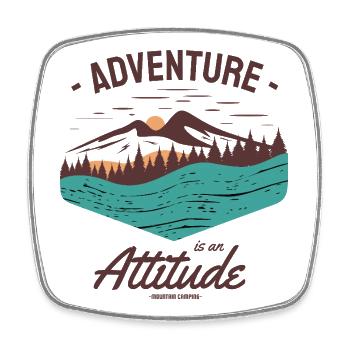 Adventure Is an Attitude Mountain Camping Shirt - Square fridge magnet - white - Front