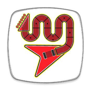 Rote Abstract Shape E-Gitarre - Viereckiger Kühlschrankmagnet - Weiß - Vorne