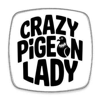 Tauben-Liebhaberin: Crazy Pigeon Lady - Viereckiger Kühlschrankmagnet - Weiß - Vorne
