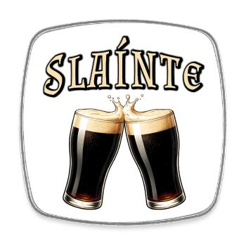 Sláinte - Irish toast with beer - Square fridge magnet - white - Front