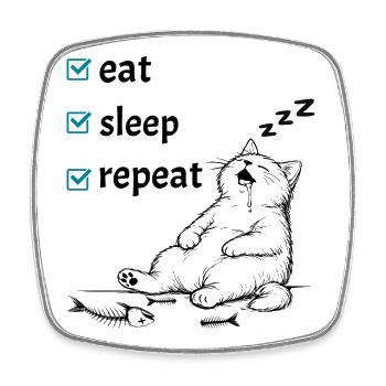 Eat Sleep Repeat – Cute Cat Life Checklist - Square fridge magnet - white - Front
