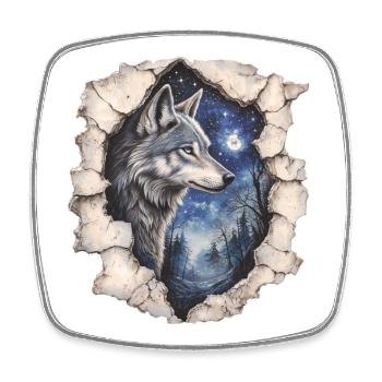 Wolf with starry sky - Square fridge magnet - white - Front