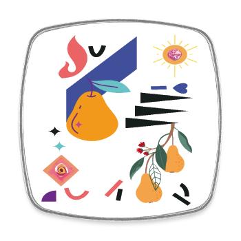 Obst Birne Fantasie - Viereckiger Kühlschrankmagnet - Weiß - Vorne