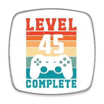 45th Birthday Level 45 Complete 45 Years Gamer - Square fridge magnet - white - Front