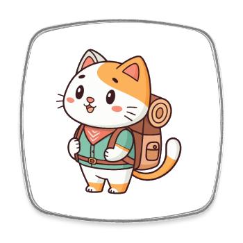 Backpacking Adventure Cat - Square fridge magnet - white - Front
