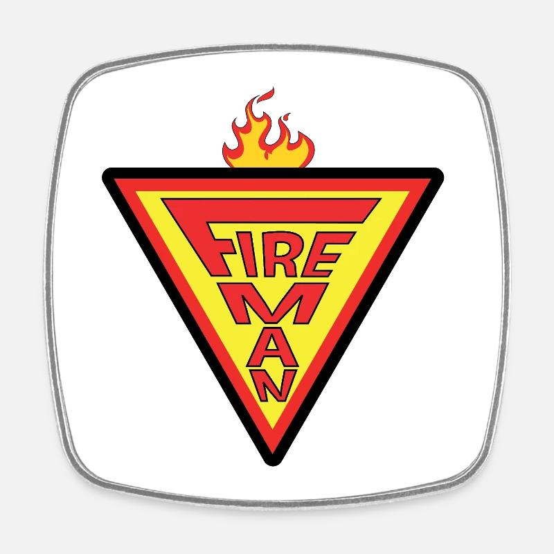 Fireman - Square fridge magnet - white