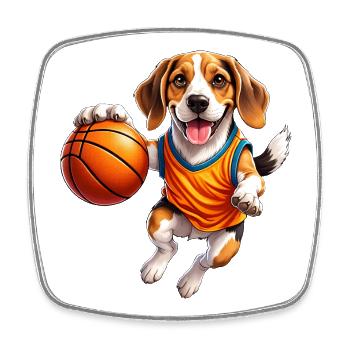 Joueur de basket-ball de Beagle Amoureux du sport - Magnet carré - blanc - Devant