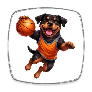 Rottweiler Basketball Player Sport Dog Basketball - Square fridge magnet - white - Front