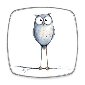 Hibou mignon - Magnet carré - blanc - Devant