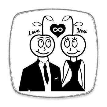 Happy Cherry - Couple Design - Magnet carré - blanc - Devant