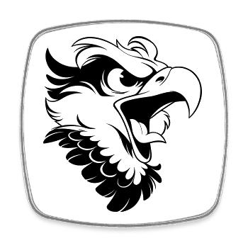 Tête d’aigle en colère – Look tatoué - Magnet carré - blanc - Devant