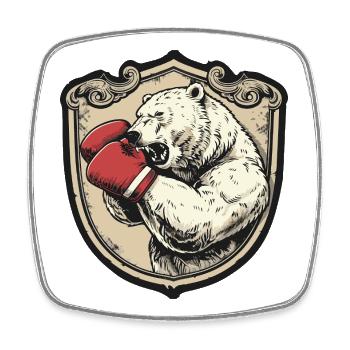 Eisbär Polar Bär Boxer MMA - Viereckiger Kühlschrankmagnet - Weiß - Vorne