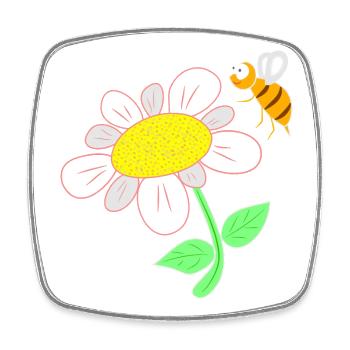 Bee that flies to flower - Square fridge magnet - white - Front