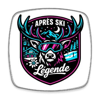 Après Ski Legende Hirsch Skibrille Party - Viereckiger Kühlschrankmagnet - Weiß - Vorne