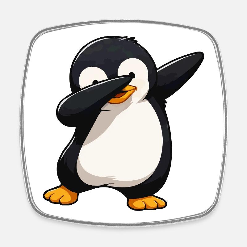 Dab Penguin Comic - Magnet carré - blanc