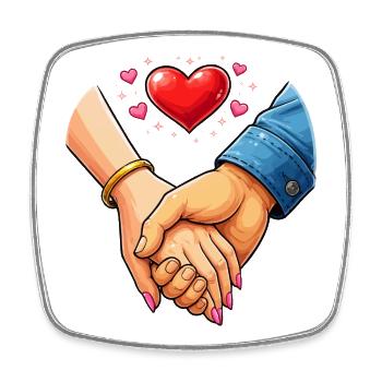 Poignée de main de l’amour – Connexion - Magnet carré - blanc - Devant