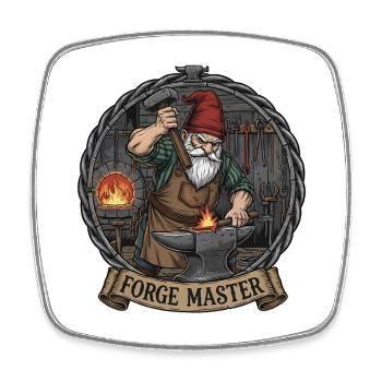 Nain forgeron à l’enclume - Magnet carré - blanc - Devant