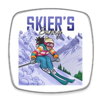 Ski Skier Ski Sport Alpin - Magnet carré - blanc - Devant