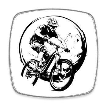 Mountain Bike Bicycle Man Silhouette - Square fridge magnet - white - Front