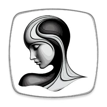 Stilisierte Frauensilhouette - Viereckiger Kühlschrankmagnet - Weiß - Vorne