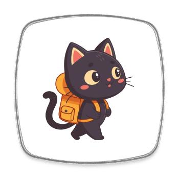 Adventurer Kitten and Orange Bag - Square fridge magnet - white - Front