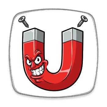 Angry Magnet Cartoon with Screws - Square fridge magnet - white - Front