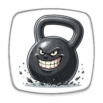 Wütende Kettlebell Kraftmonster - Viereckiger Kühlschrankmagnet - Weiß - Vorne