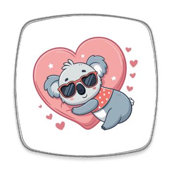Koala Coeur sur Fond Rose - Magnet carré - blanc - Devant