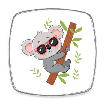 Koala plugged into tropical branch - Square fridge magnet - white - Front