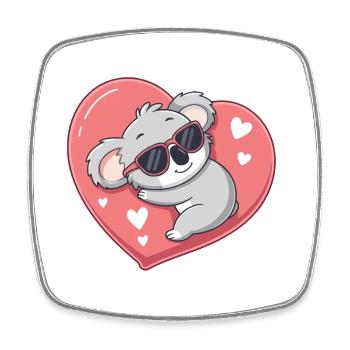 Solar-Koala auf Pink Heart - Viereckiger Kühlschrankmagnet - Weiß - Vorne