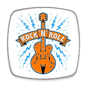 Rock'N'Roll-Banner mit Gitarre - Viereckiger Kühlschrankmagnet - Weiß - Vorne