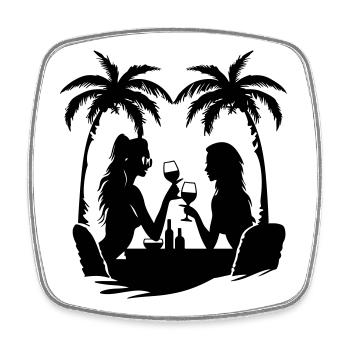 Girls Holiday Palm Trees Women - Square fridge magnet - white - Front