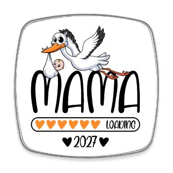 Mama 2027 loading - Viereckiger Kühlschrankmagnet - Weiß - Vorne