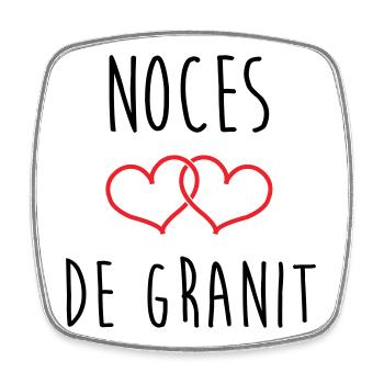 Cadeau Noces de Granit 90 Ans Mariage Amour Pur - Magnet carré - blanc - Devant