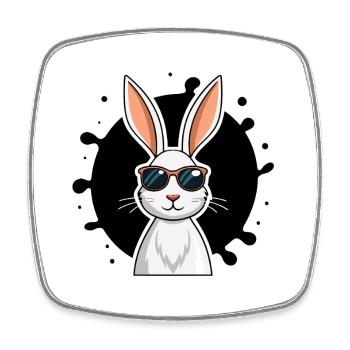 Chic Bunny Cartoon-Sonnenbrille - Viereckiger Kühlschrankmagnet - Weiß - Vorne