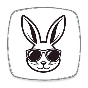 Lapin Lunettes Soleil - Magnet carré - blanc - Devant