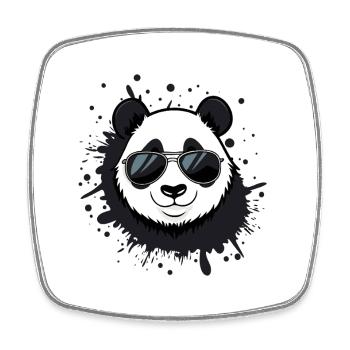 Panda-Brille spritzt - Viereckiger Kühlschrankmagnet - Weiß - Vorne