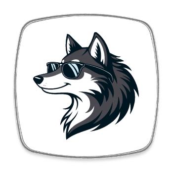 Moderne Wolf-Sonnenbrillen - Viereckiger Kühlschrankmagnet - Weiß - Vorne