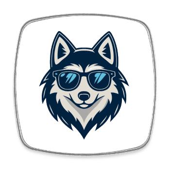 Loup au soleil en lunettes - Magnet carré - blanc - Devant